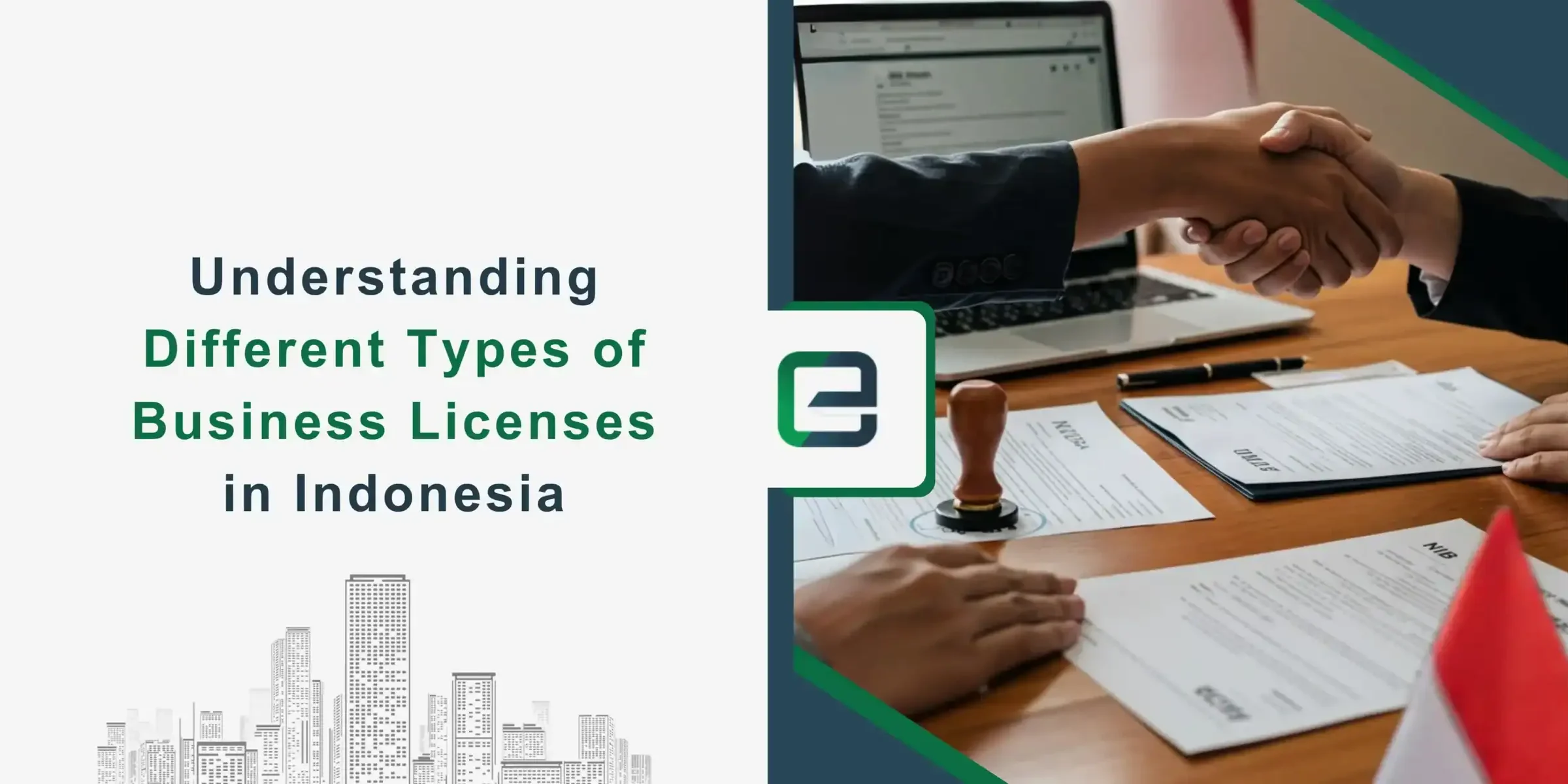 Business license agreement being signed in Indonesia with handshake.