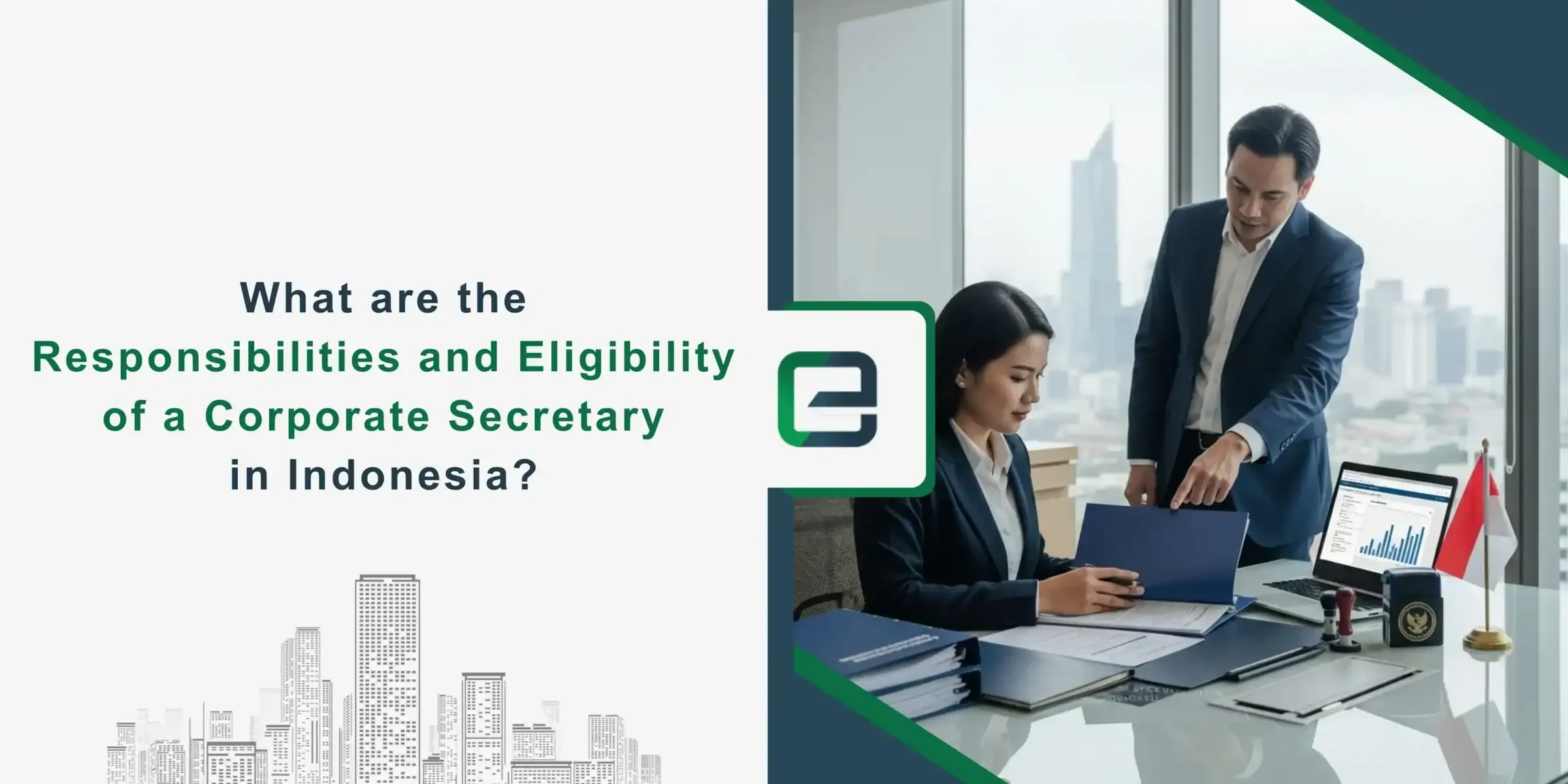 Business professionals reviewing documents on the responsibilities and eligibility of a corporate secretary in Indonesia.