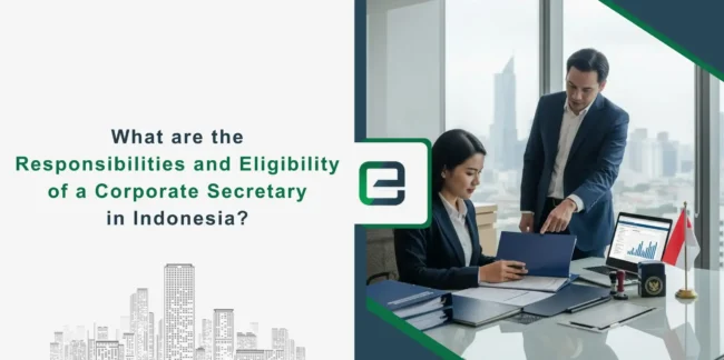 Business professionals reviewing documents on the responsibilities and eligibility of a corporate secretary in Indonesia.